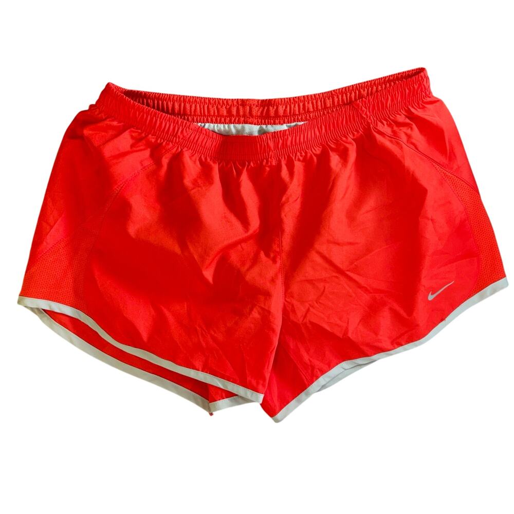 Nike Women's Small Dri-FIT Tempo Running Shorts Red Orange/Coral Built In Briefs
